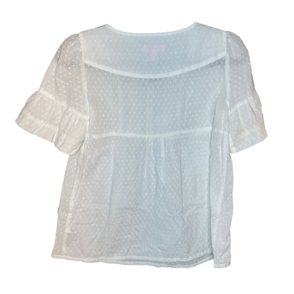 LILLY Pulitzer White Swiss Dot Cotton Embroidered Short Sleeve Blouse Size 0 - Picture 3 of 5